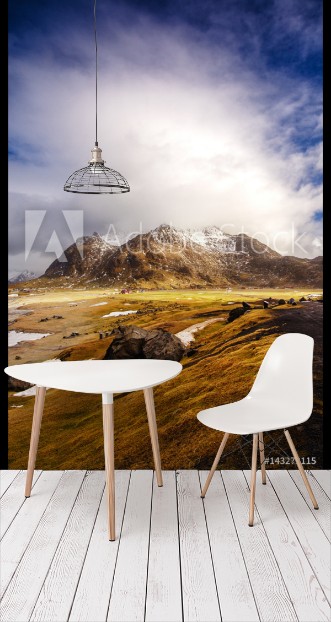 Picture of Mountain winter landscape Lofoten Islands Norway